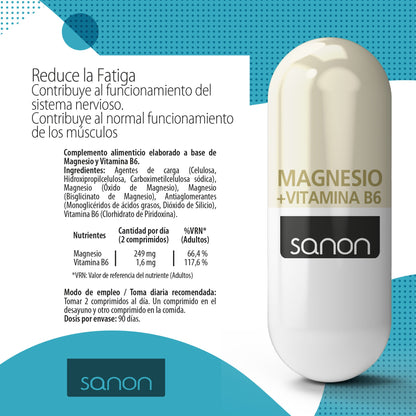 SANON Magnesio + Vitamina B6 180 comprimidos-3