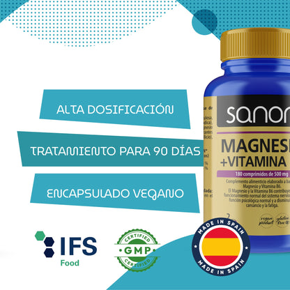 SANON Magnesio + Vitamina B6 180 comprimidos-4
