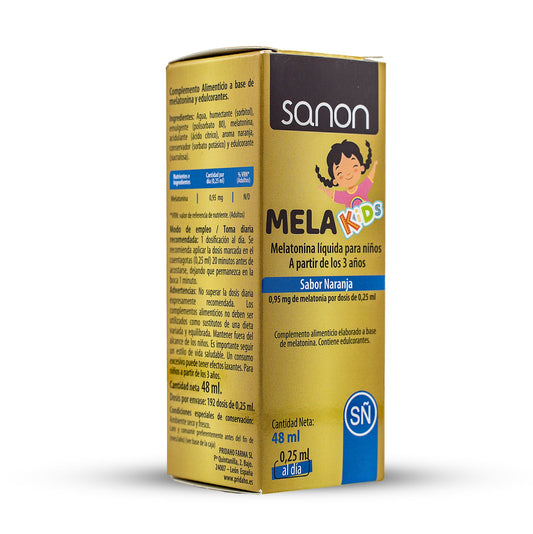 SANON Melakids Melatonina líquida para niños 48 ml sabor naranja-1