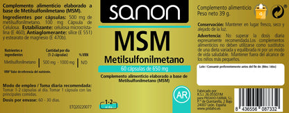 SANON MSM Metilsulfonilmetano 60 cápsulas-2