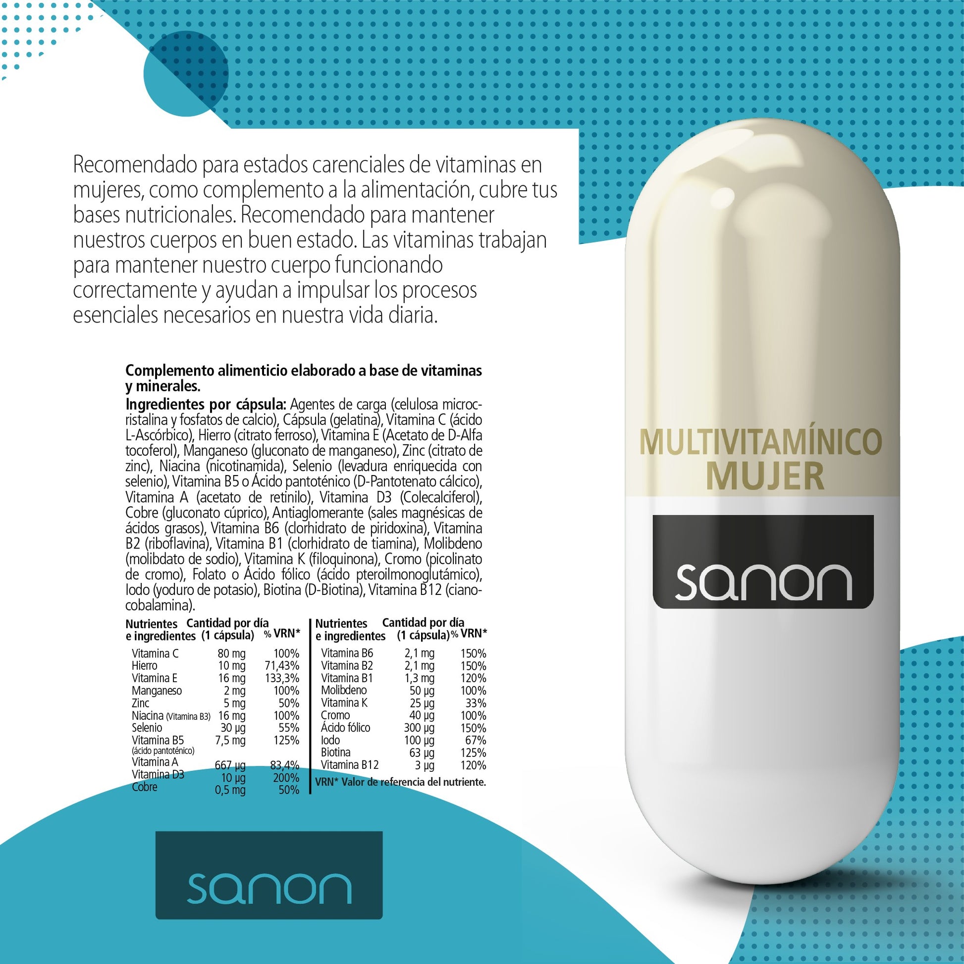 SANON Multivitamínico Mujer 60 cápsulas-3