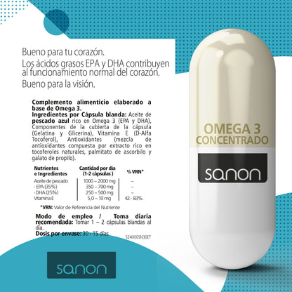 SANON Omega 3 Concentrado 30 cápsulas blandas-3