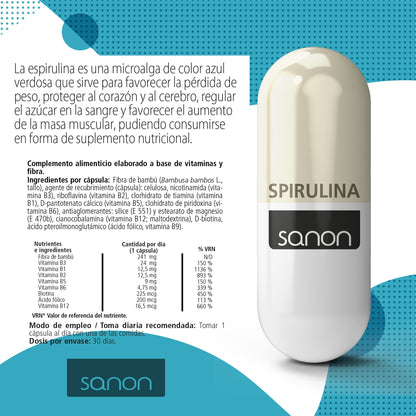 SANON Spirulina 280 cápsulas vegetales-3