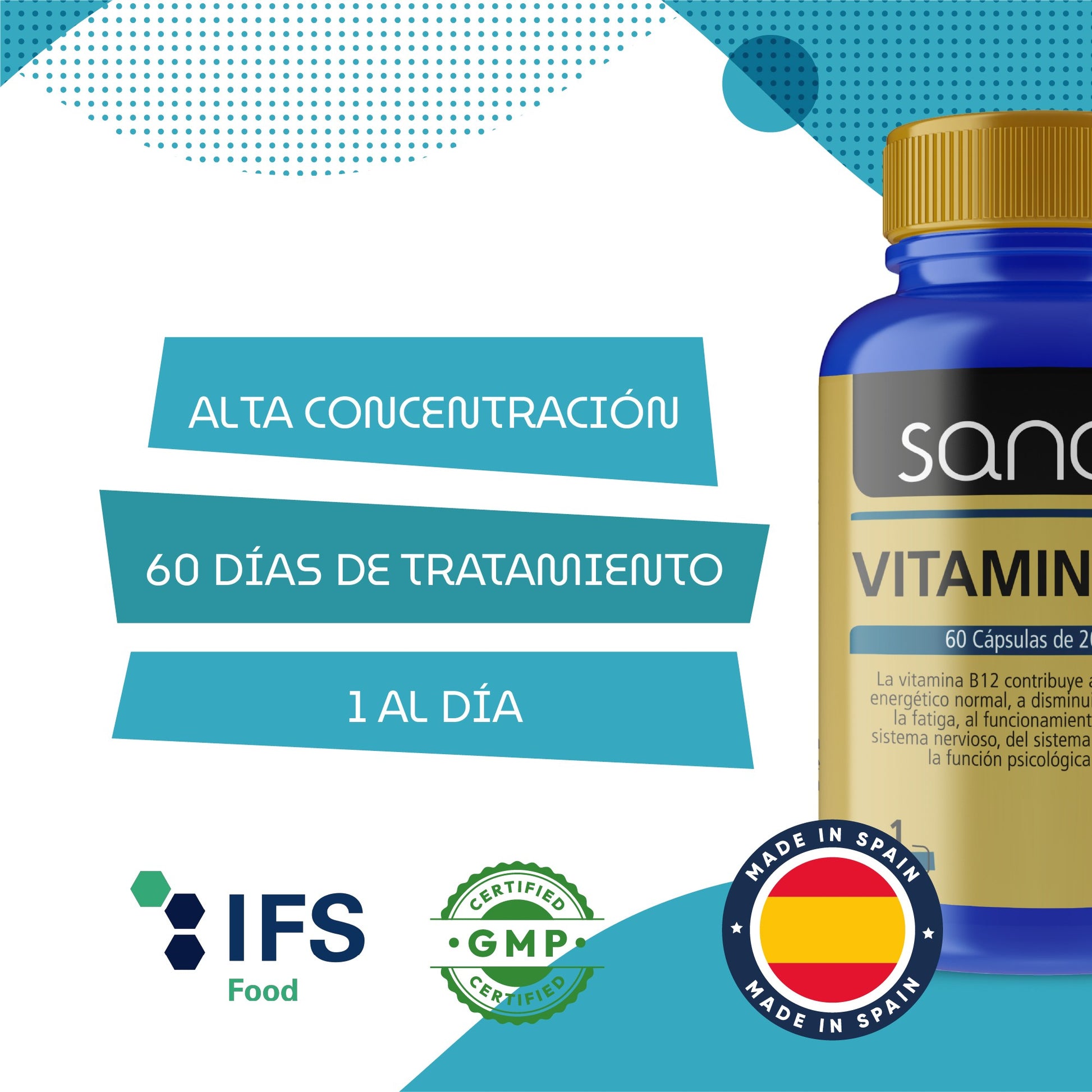SANON Vitamina B12 60 cápsulas-4
