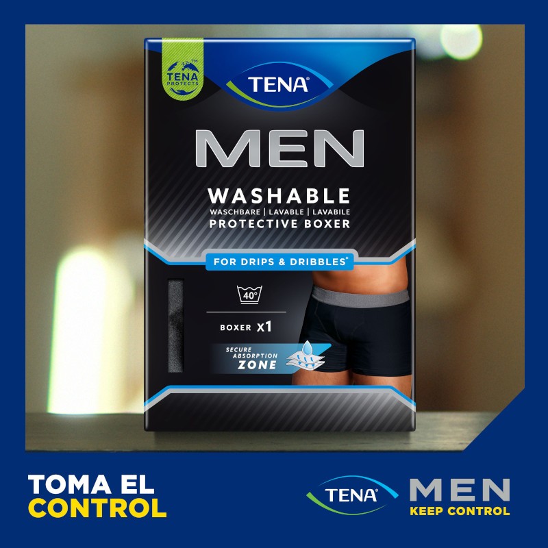 TENA Men Boxer Lavable Boxer Negro M-8