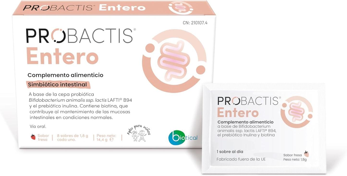 Probactis EnteroKids Integratore Alimentare Sapore Fragola 8 bustine