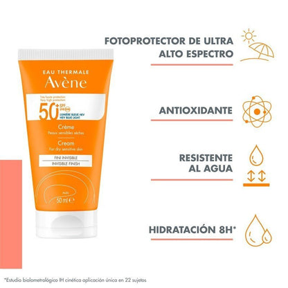 AVÈNE Crema Solar Piel Sensible y Seca SPF50+ DUPLO 2x50ml-2