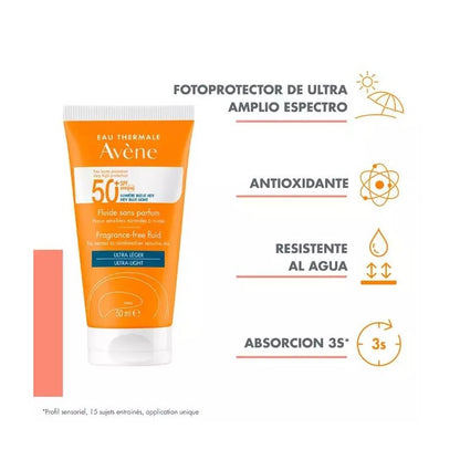 AVÈNE Protector Solar Fluido Sin Perfume SPF50+ DUPLO 2x50ml-4