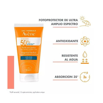 AVÈNE Protector Solar Fluido Sin Perfume SPF50+ DUPLO 2x50ml-4