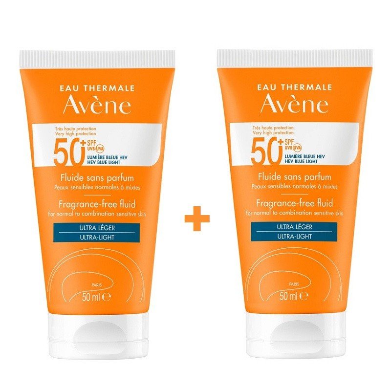 AVÈNE Protector Solar Fluido Sin Perfume SPF50+ DUPLO 2x50ml-1
