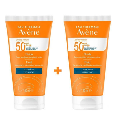 AVÈNE Protector Solar Fluido Piel Sensible Normal a Mixta SPF50+ DUPLO 2x50ml-1