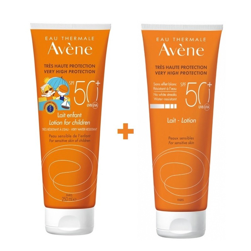 AVÈNE Leche Solar Niños SPF 50+ (250ml) + Leche Solar Adultos SPF 50+ (250ml)-2