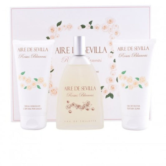 Aire Sevilla Rosas Blancas Estuche EDT 150 ml + Hidratante Corporal 150 ml + Gel de Ducha 150 ml-1