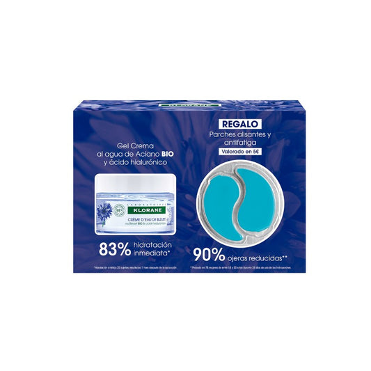 Klorane Gel Crema al Agua de Aciano BIO y Ácido Hialurónico 50 ml + Klorane Parches Alisantes y Antifatiga de REGALO-1