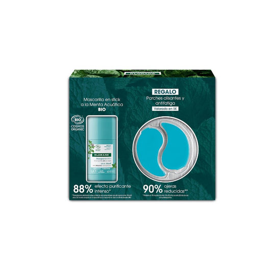 Klorane Mascarilla en Stick Purificante a la Menta Acuática BIO 50 ml + Klorane Parches Alisantes y Antifatiga de REGALO-1