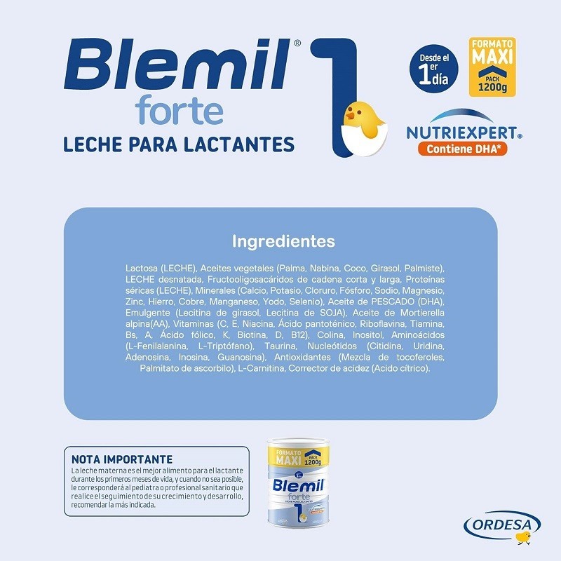 BLEMIL Forte 1 Leche para Lactantes PACK 3x1200gr-4