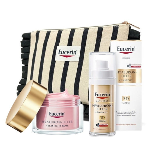EUCERIN Hyaluron Filler +Elasticity Crema de Día Rosé FPS30 (50ml) + 3D Sérum 30ml + NECESER DE REGALO-1