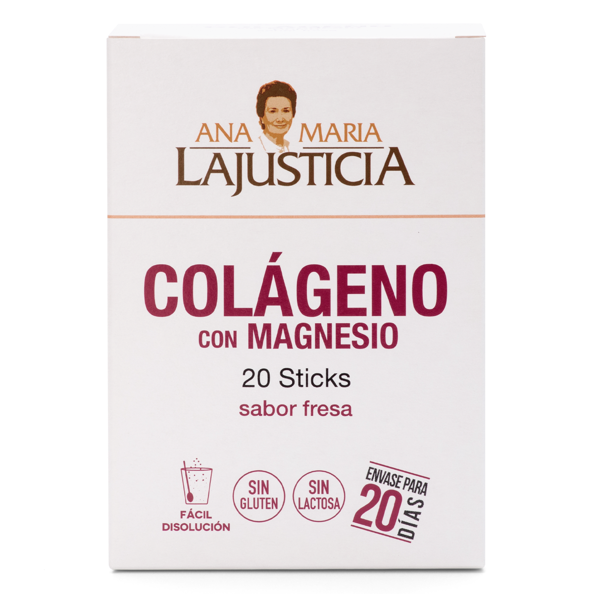 ANA MARÍA LAJUSTICIA Colágeno com Magnésio 20 Sticks Sabor Morango