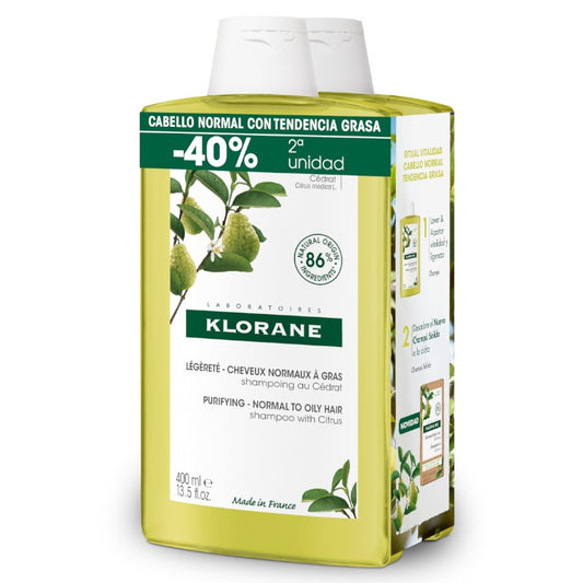 KLORANE Champú a la Cidra DUPLO 2x400ml-1