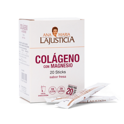 ANA MARÍA LAJUSTICIA Colágeno com Magnésio 20 Sticks Sabor Morango