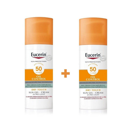 EUCERIN Gel-Crème Solaire Contrôle de l'Huile Toucher Sec SPF 50+ DUPLO 2x50ml