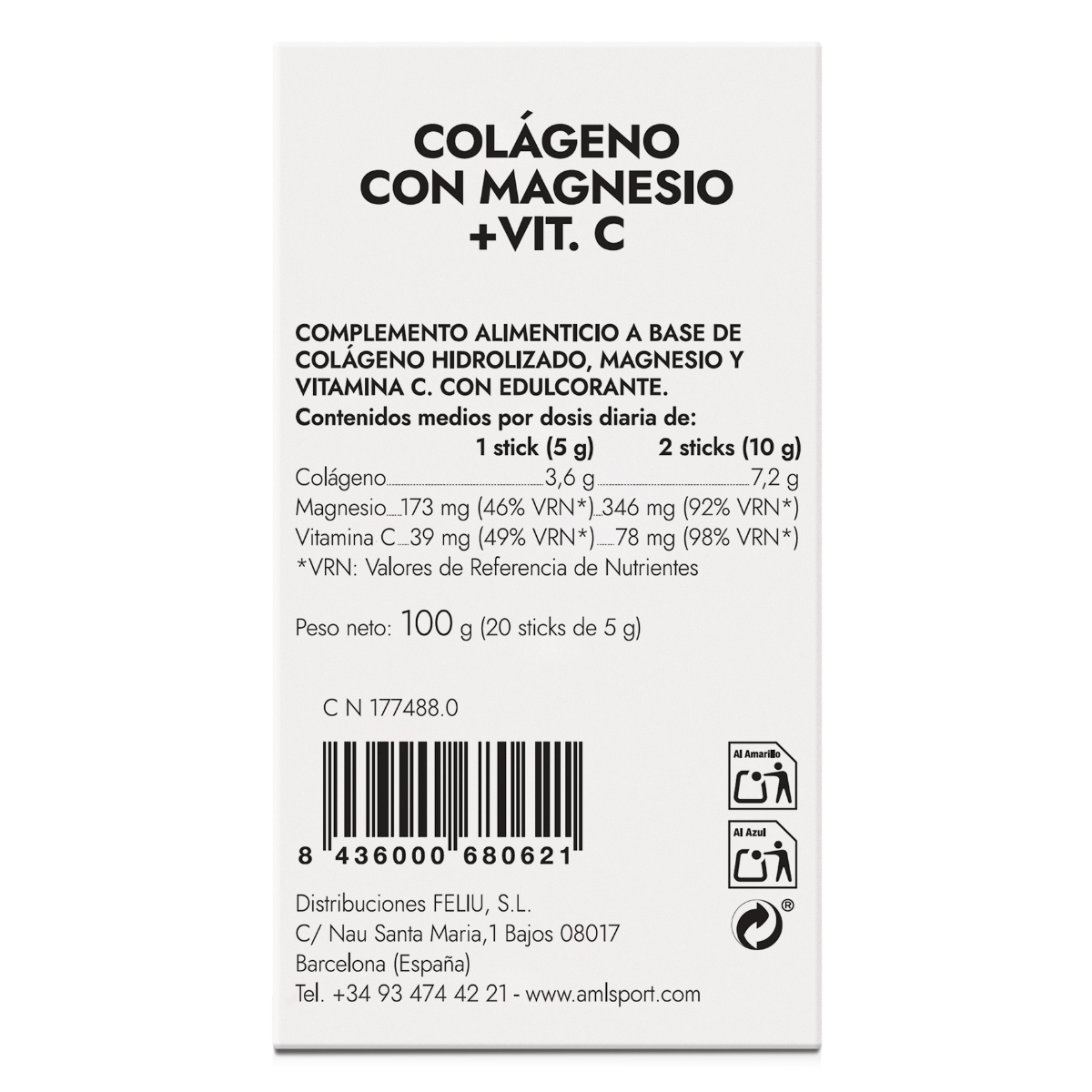 Ana María Lajusticia Collagène Magnésium Vitamine C Saveur Fraise 20 Sticks