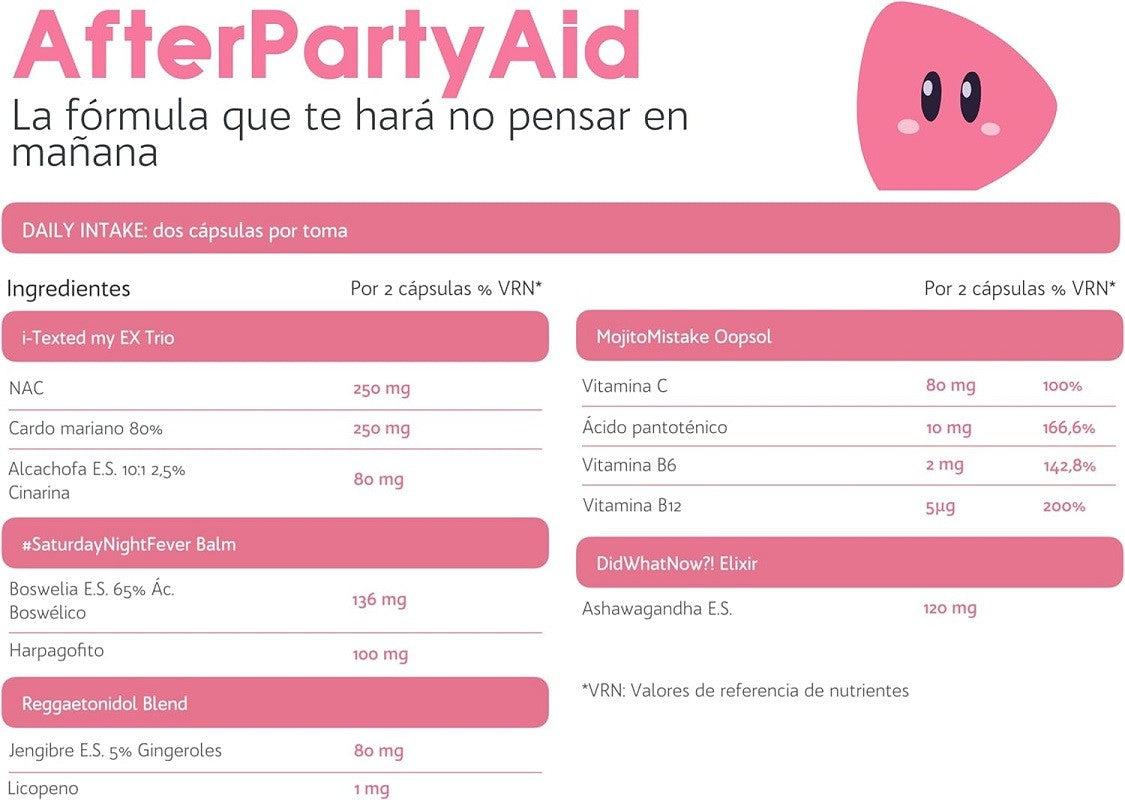 HEALN AfterPartyAid Multivitamínico Anti Resaca 60 Cápsulas-8