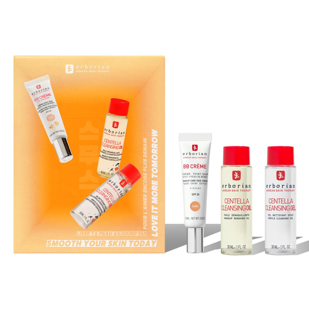 Erborian Kit BB Cream Doré 15 ml + Dupla Limpeza Centella 30 ml + 30 ml