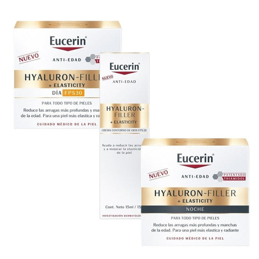 EUCERIN Pack Hyaluron Filler Elasticity Crema de Día + Crema de Noche + Contorno de Ojos-1
