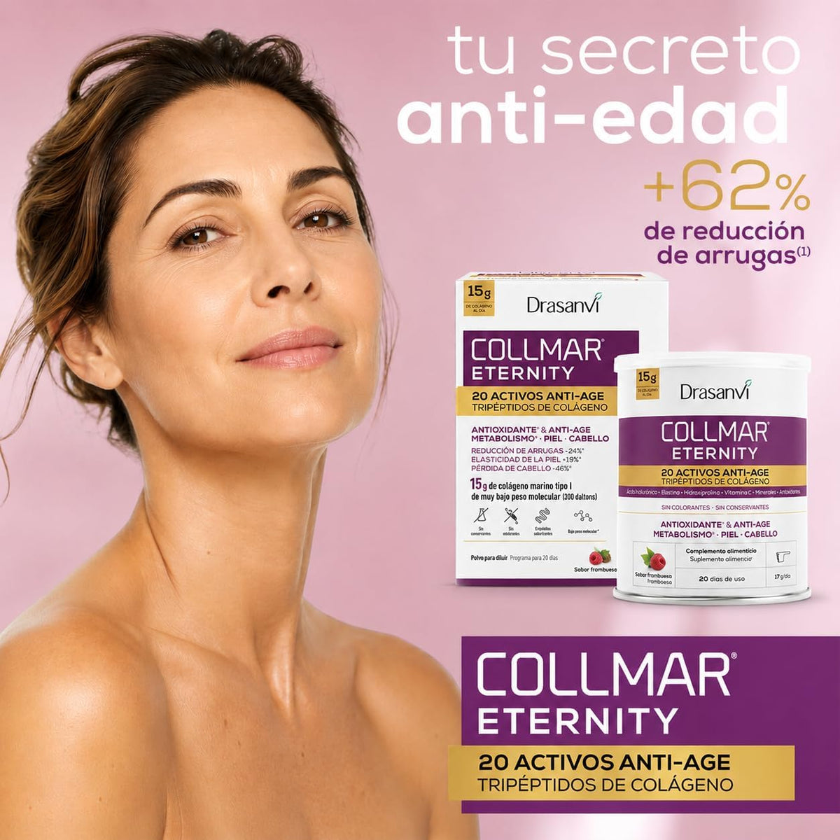 Collmar Eternity 20 Activos Anti-Age Tripéptidos de Colágeno 343g