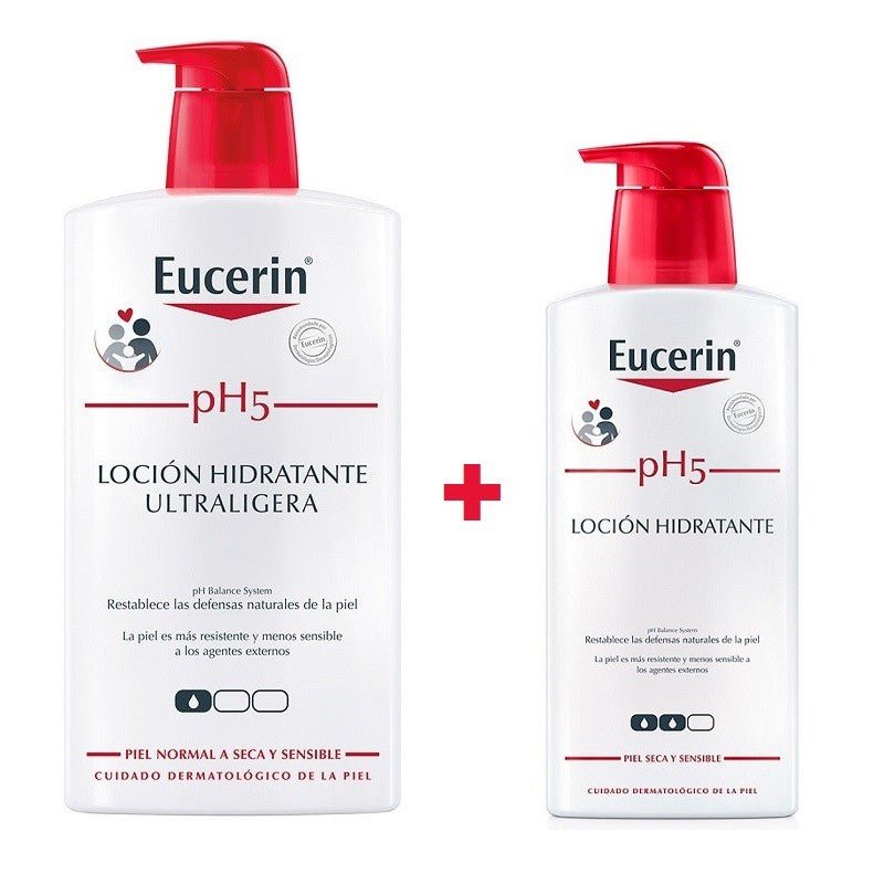 EUCERIN Pack PH5 Loción Hidratante Ultra Ligera 1000ml + Loción Hidratante 400ml【Piel Sensible y Seca】-1