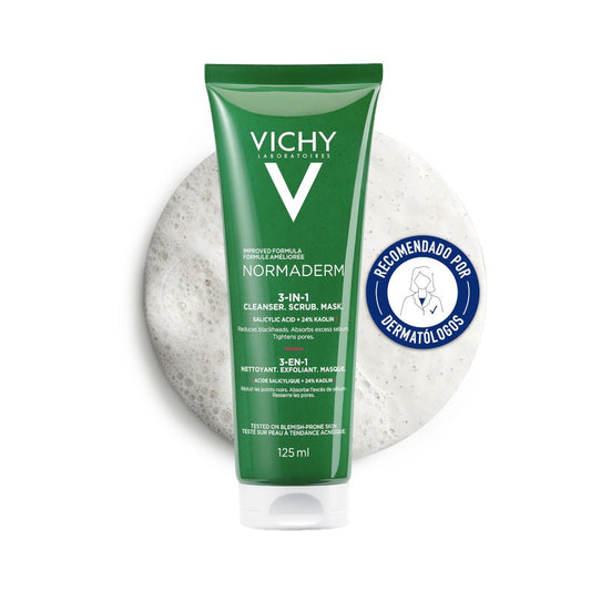 VICHY Normaderm 3 en 1 Exfoliante, Limpiador y Mascarilla 125ml-1