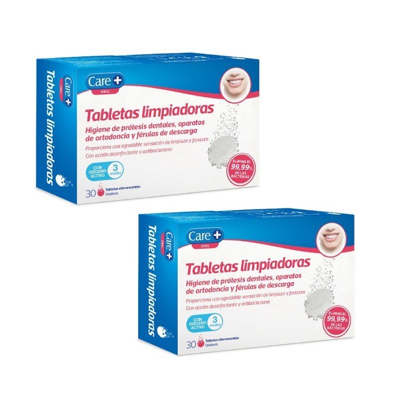 CARE+ Tabletas Limpiadoras Dentaduras Postizas 2x30uds【PACK AHORRO】-2