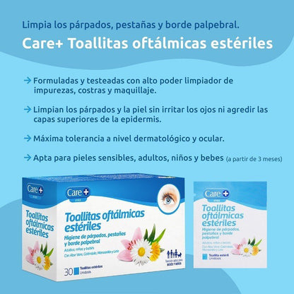CARE+ Solución Oftálmica Hidratante 0,2% Ácido Hialurónico + Toallitas Oftálmicas-2