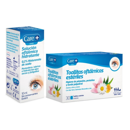 CARE+ Solución Oftálmica Hidratante 0,2% Ácido Hialurónico + Toallitas Oftálmicas-1