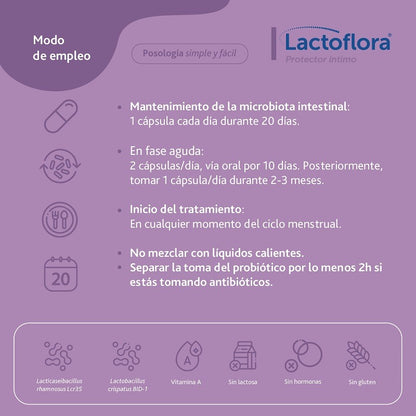 LACTOFLORA Ciscare Probiótico Arándano Rojo 30 caps + Protector Íntimo 20 caps-8