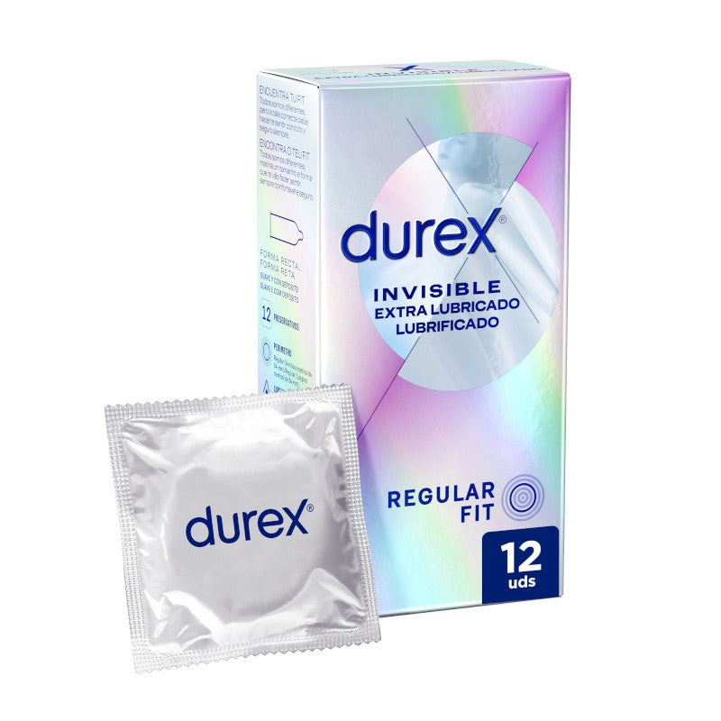 DUREX Preservativos Invisibles Extra Lubricados 12 unidades-1