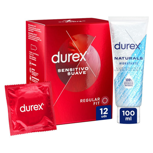 DUREX Pack Preservativo Sensitivo Suave 24uds + Lubricante Naturals Hidratante 100ml-1