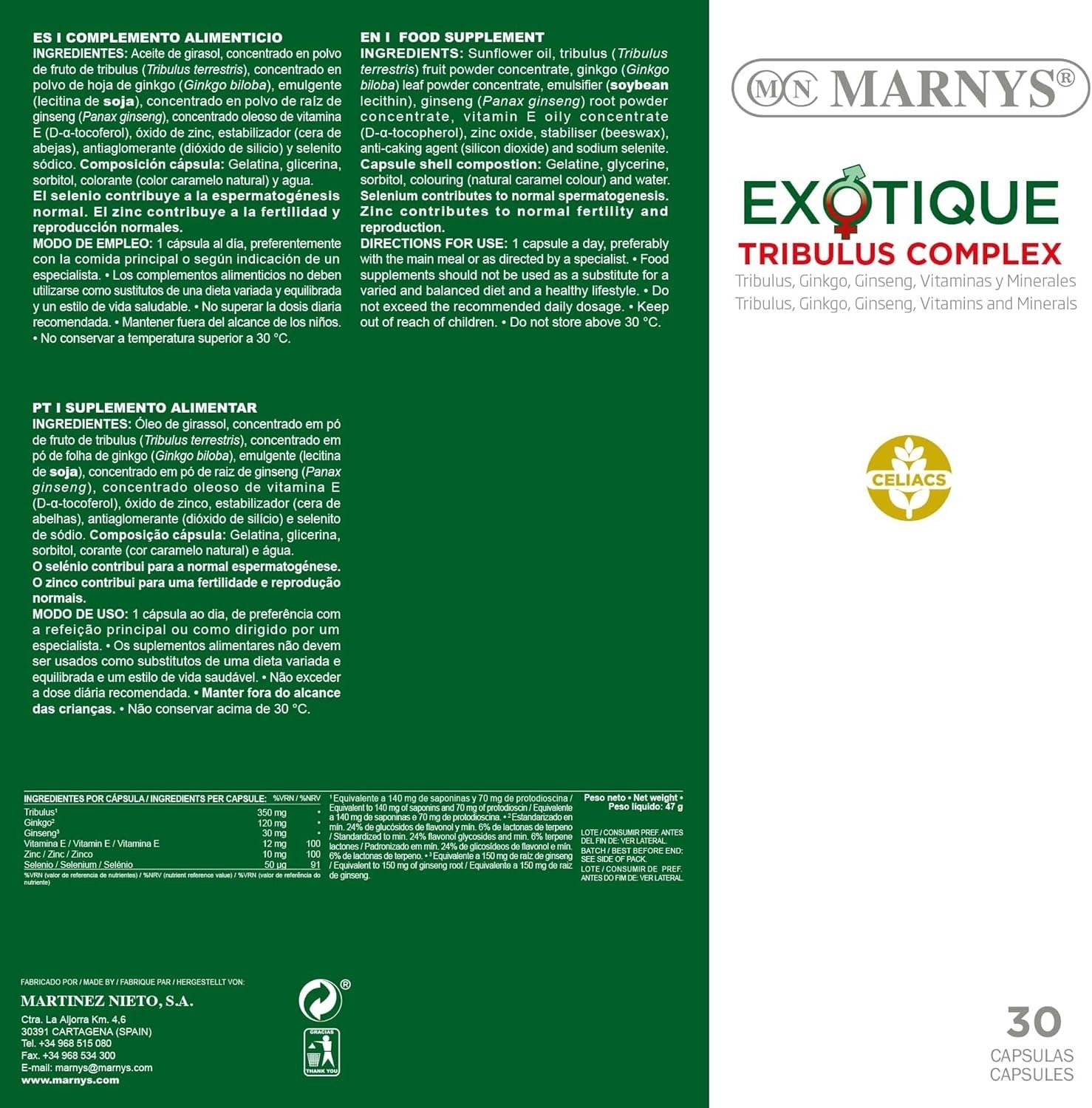 Marnys Exotique Tribulus Complex 30 Cápsulas-4
