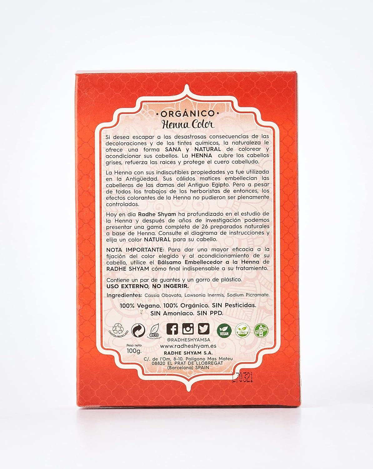 Radhe Shyam Henna Super Caoba Luminoso Polvo 100 g-3