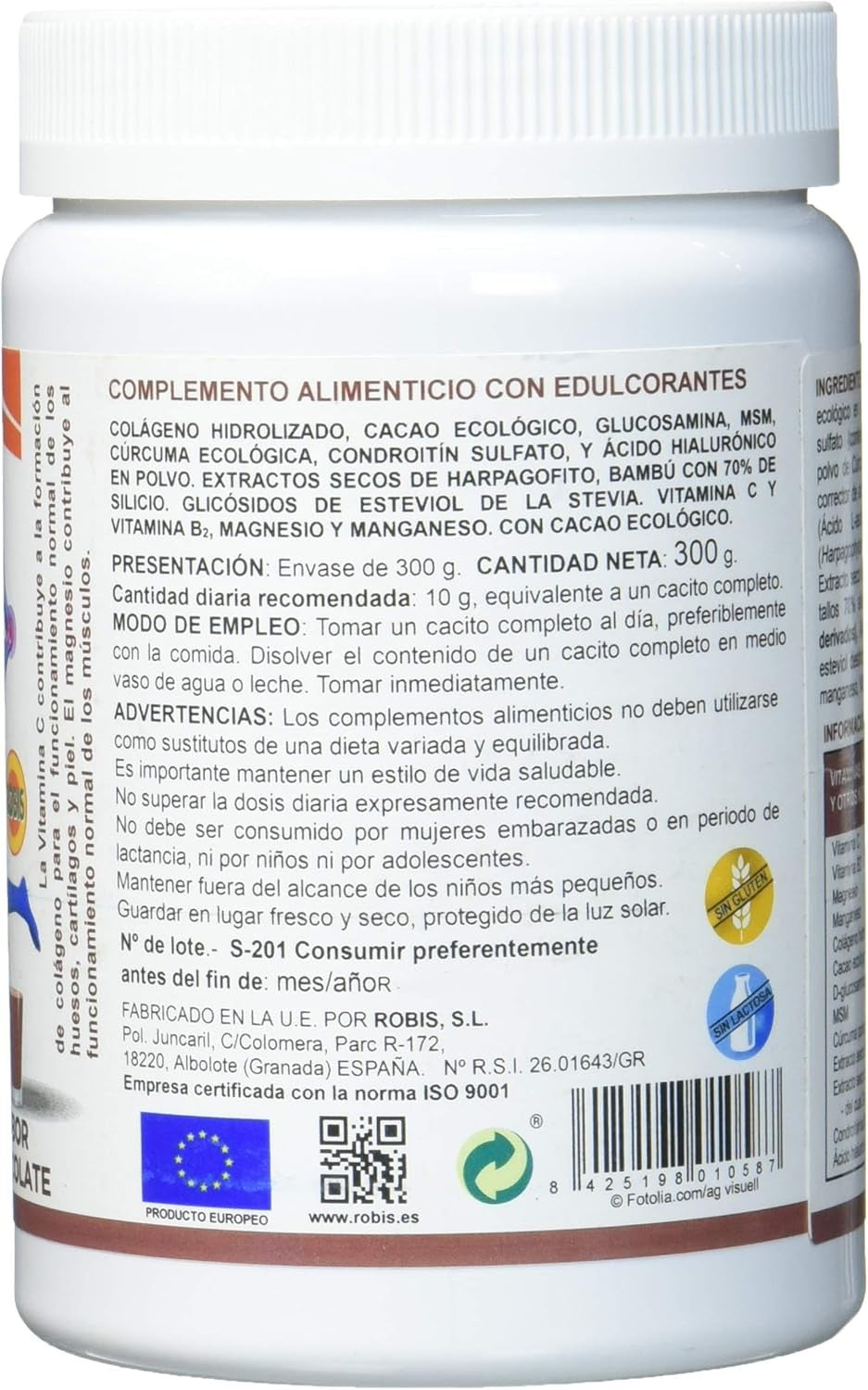 Robis Super Colágeno Hidrolizado Chocolate 300 g-2