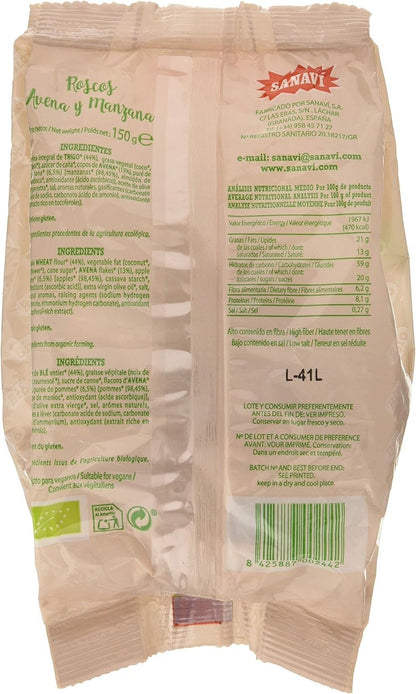 Sanavi Roscos Avena Manzana Bio 150 g-2