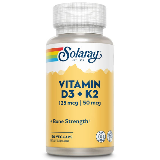 Vitamine D3 + K2 Solaray 120 gélules