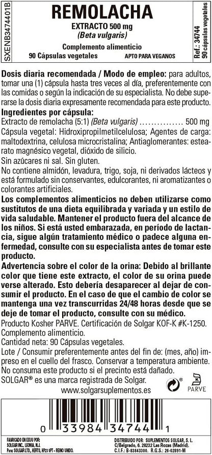 Solgar Remolacha 500 mg 90 Cápsulas-2