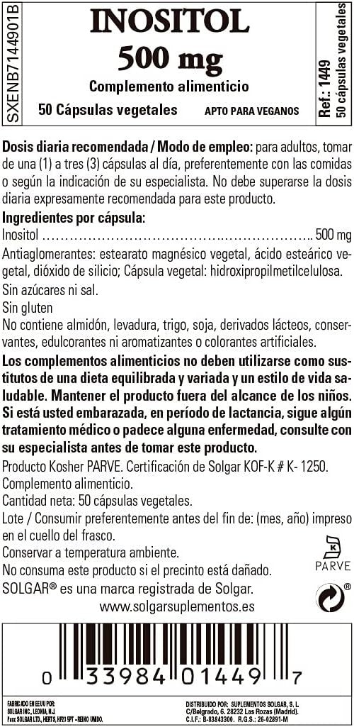 Solgar Inositol 500 mg 50 Cápsulas-3