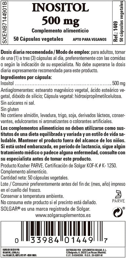 Solgar Inositol 500 mg 50 Cápsulas-3