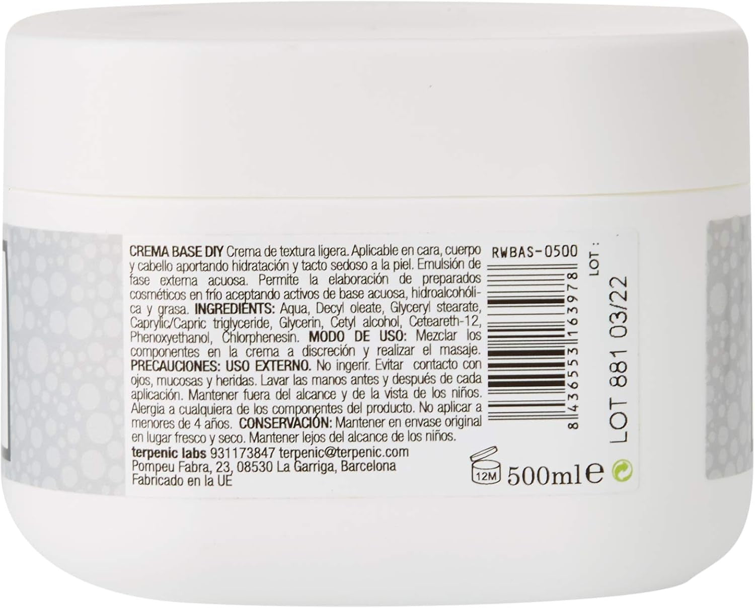 Terpenic Base DIY Crema Masaje 500 ml-2