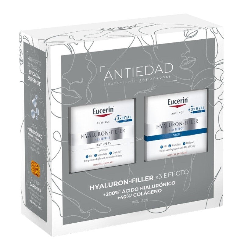 EUCERIN Hyaluron-Filler Piel Seca: Crema de Día SPF 15 (50ml) + Crema de Noche 50ml【Pack Navidad】-1