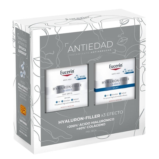 EUCERIN Hyaluron-Filler Piel Seca: Crema de Día SPF 15 (50ml) + Crema de Noche 50ml【Pack Navidad】-1