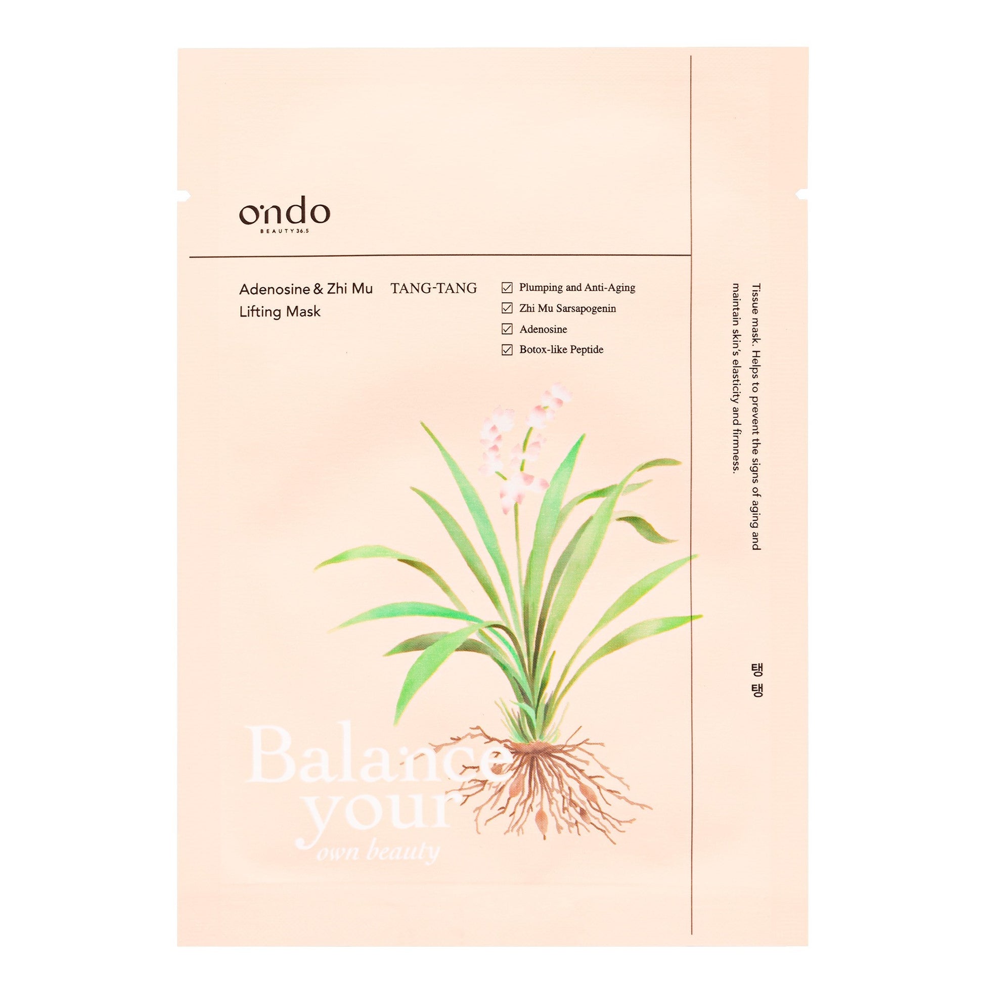 Ondo Beauty 36.5 Adenosine & Zhi Mu Lifting Mask Tang-Tang 25g-1